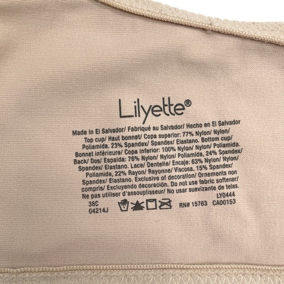 Lilyette Womens Bra 38C‎ Ultimate Smoothing Underwire Lace Full Coverage LY0444 - Picture 5 of 8